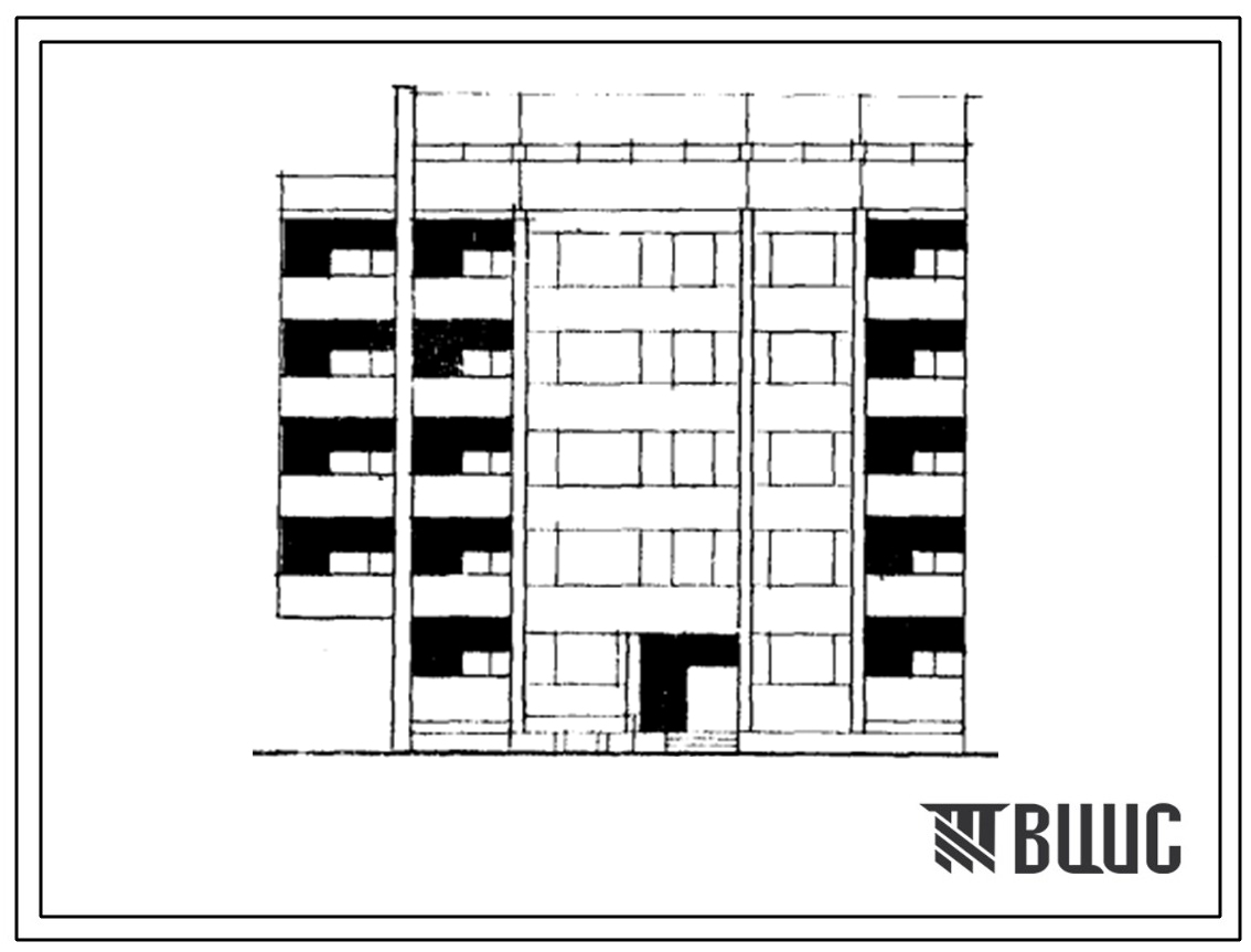 Типовой проект 103-040/1 Пятиэтажная блок-секция рядовая с правым торцевым окончанием со сдвигом на 14 квартир (двухкомнатных 2Б-8, трехкомнатных 3Б-6). Для строительства во 2Б и 2В климатических подрайонах Латвийской ССР