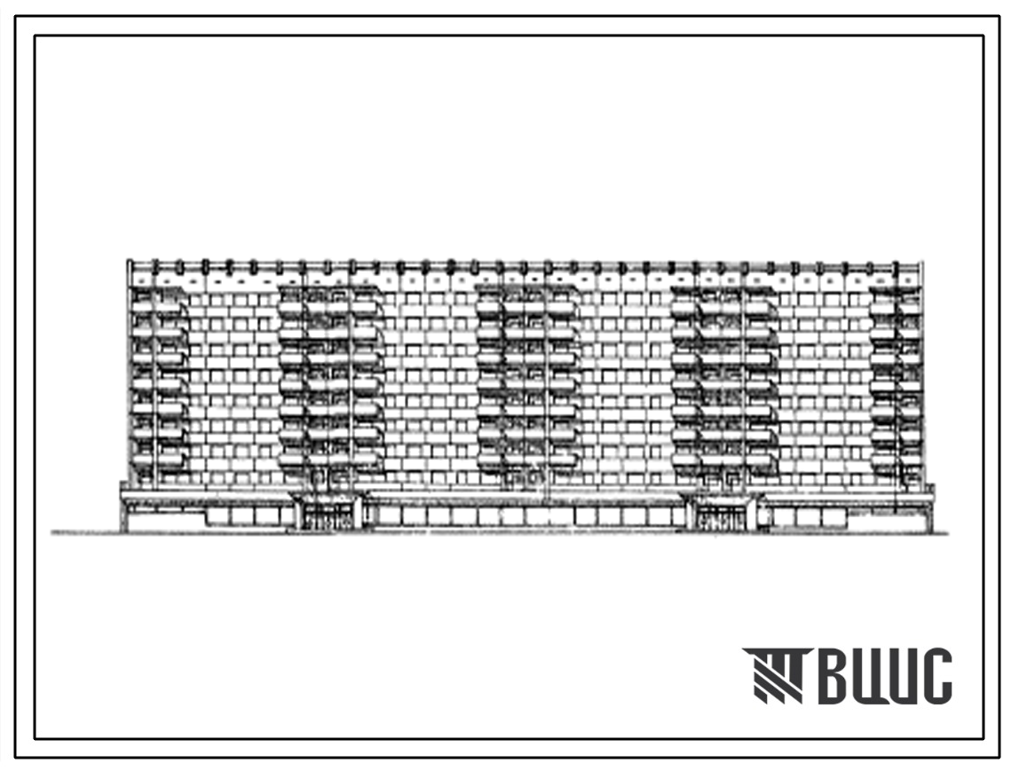 Типовой проект 111-125-26 Девятиэтажный четырехсекционный дом с магазином в 1 этаже на 123 квартиры (двухкомнатных 2Б-61, трехкомнатных 3Б-62). Для строительства в 1В и 1Д климатических подрайонах в гг.Усть-Илимске и Братске