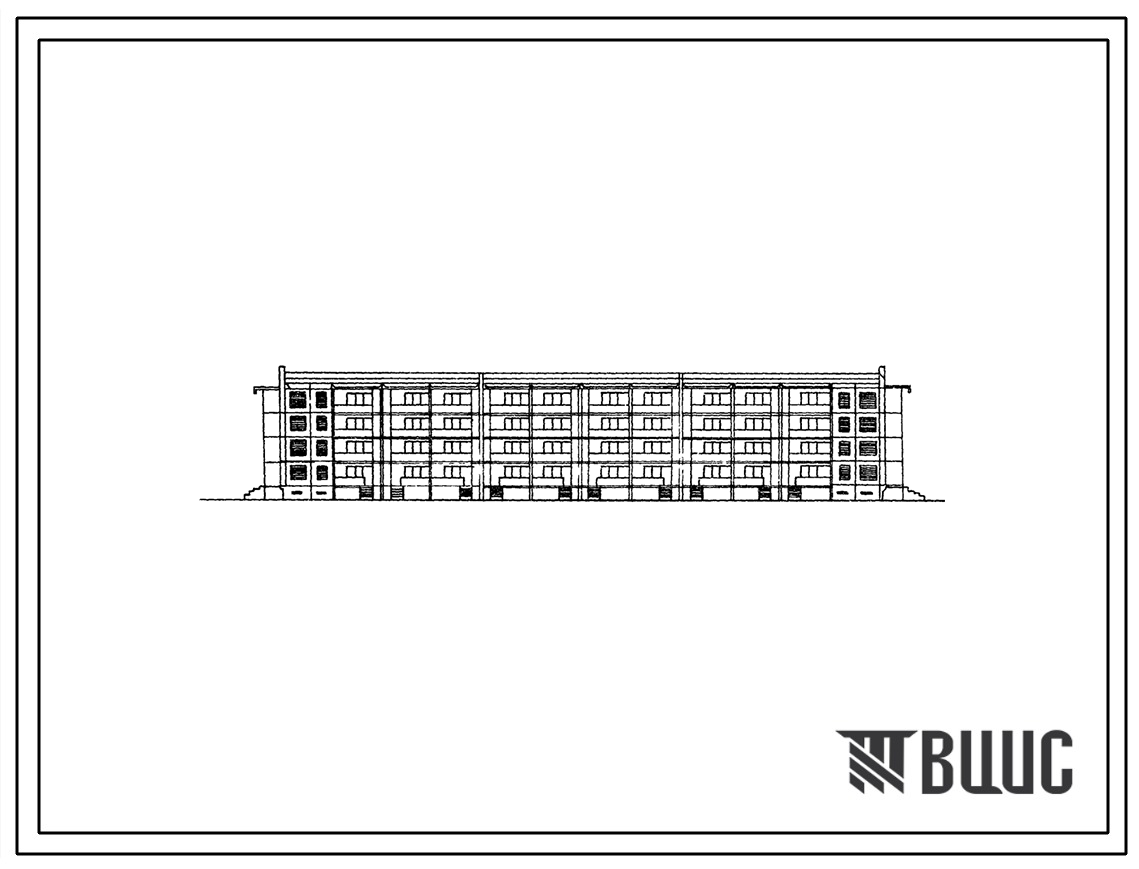 Типовой проект IVз-500ТСП-7/1 Крупнопанельный 4-этажный 6-секционный 56-квартирный дом с квартирами 1Б-2Б-3Б.
