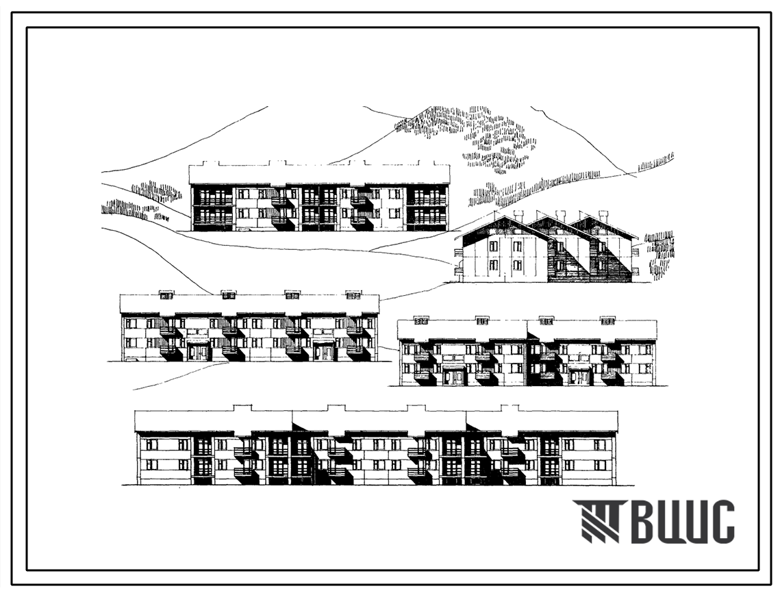 Типовой проект 135-048с Двухэтажная крупнопанельная жилая блок-секция рядовая торцевая правая на 6 квартир (двухкомнатных 2А-2; трехкомнатных 3А-2; четырехкомнатных 4Б-2) с шагом поперечных стен 3,0 и 6,3 м, для строительства в 1В, 1Д климатических подрай