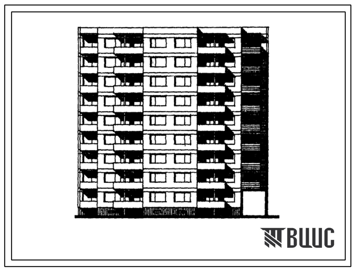 Типовой проект 120В-022/1 Девятиэтажная блок-секция на 36 квартир (двухкомнатных 2Б-18, трехкомнатных 3А-9, 3Б-9). Для строительства во 2В климатическом подрайоне Литовской ССР