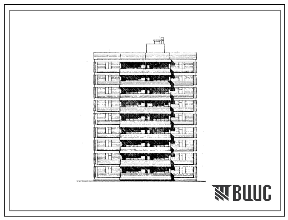 Типовой проект 111-015с Блок-секция лучевая левая на 27 квартир каркасно-панельных девятиэтажных жилых домов.