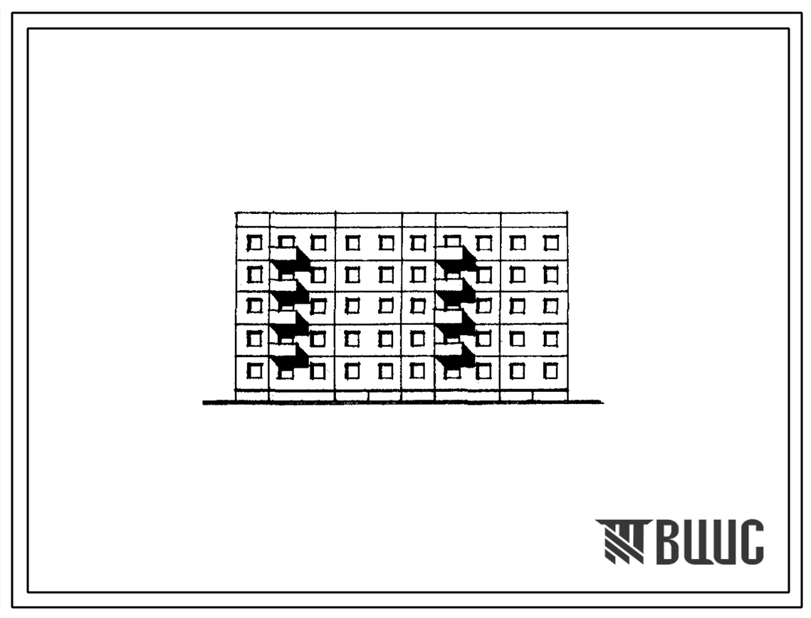 Типовой проект 141-02/1 Блок-секция пятиэтажная 30-квартирная рядовая с торцовыми окончаниями (двухкомнатных 2А — 10, 2Б — 20).