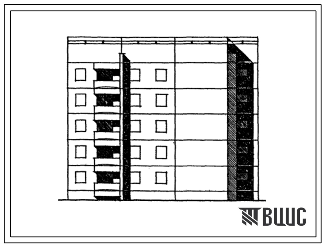Типовой проект 129-048с.13.86 Блок-секция 5-этажная 15-квартирная лучевая обратная левая 1Б-2Б-3Б (для Армянской ССР)