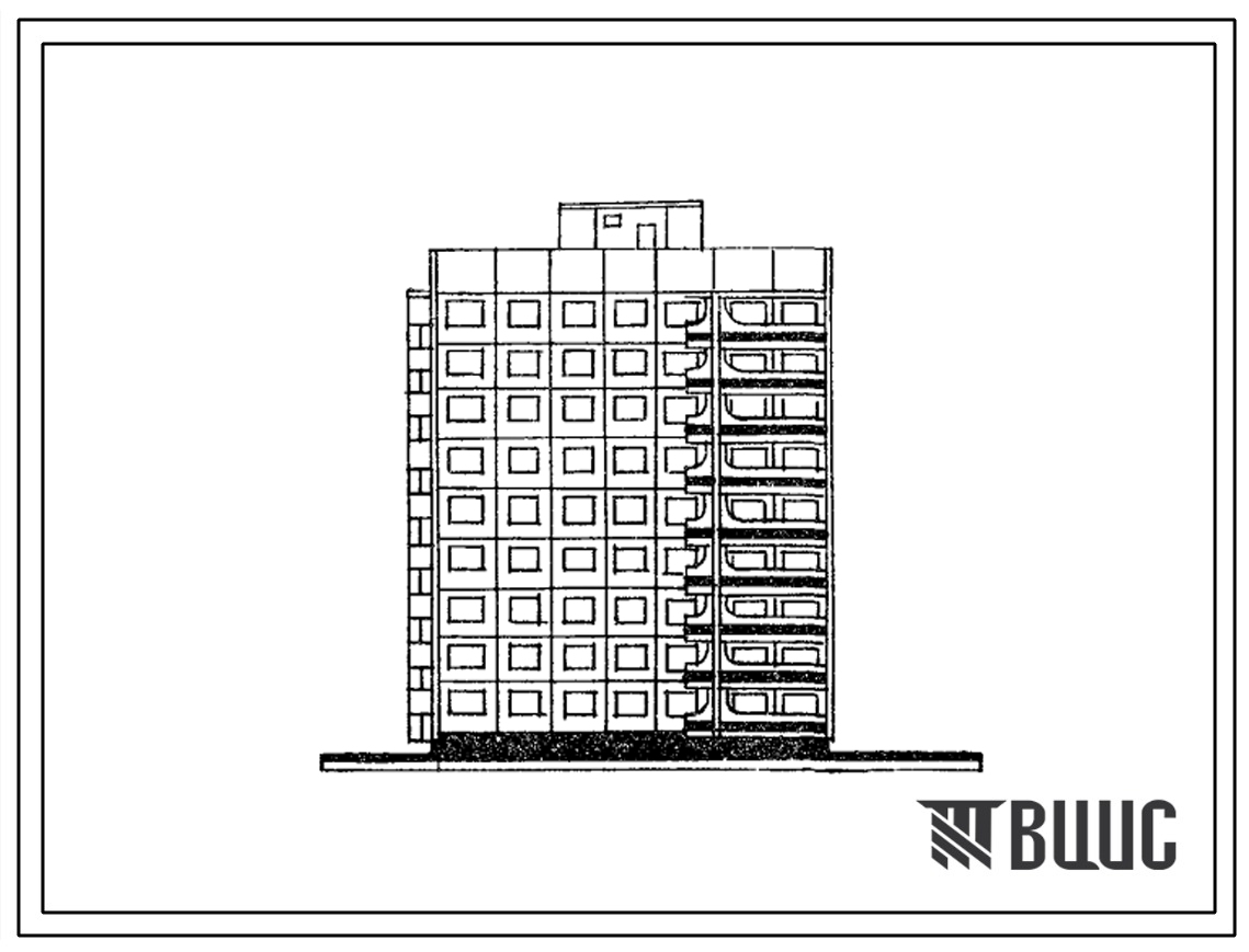 Типовой проект 121-0102.84 Блок-секция левая торцевая 9-этажная 36-квартирная 2А-2Б-2Б-3Б. Для строительства в 3Б климатическом подрайоне Украинской ССР (г.Керчь).