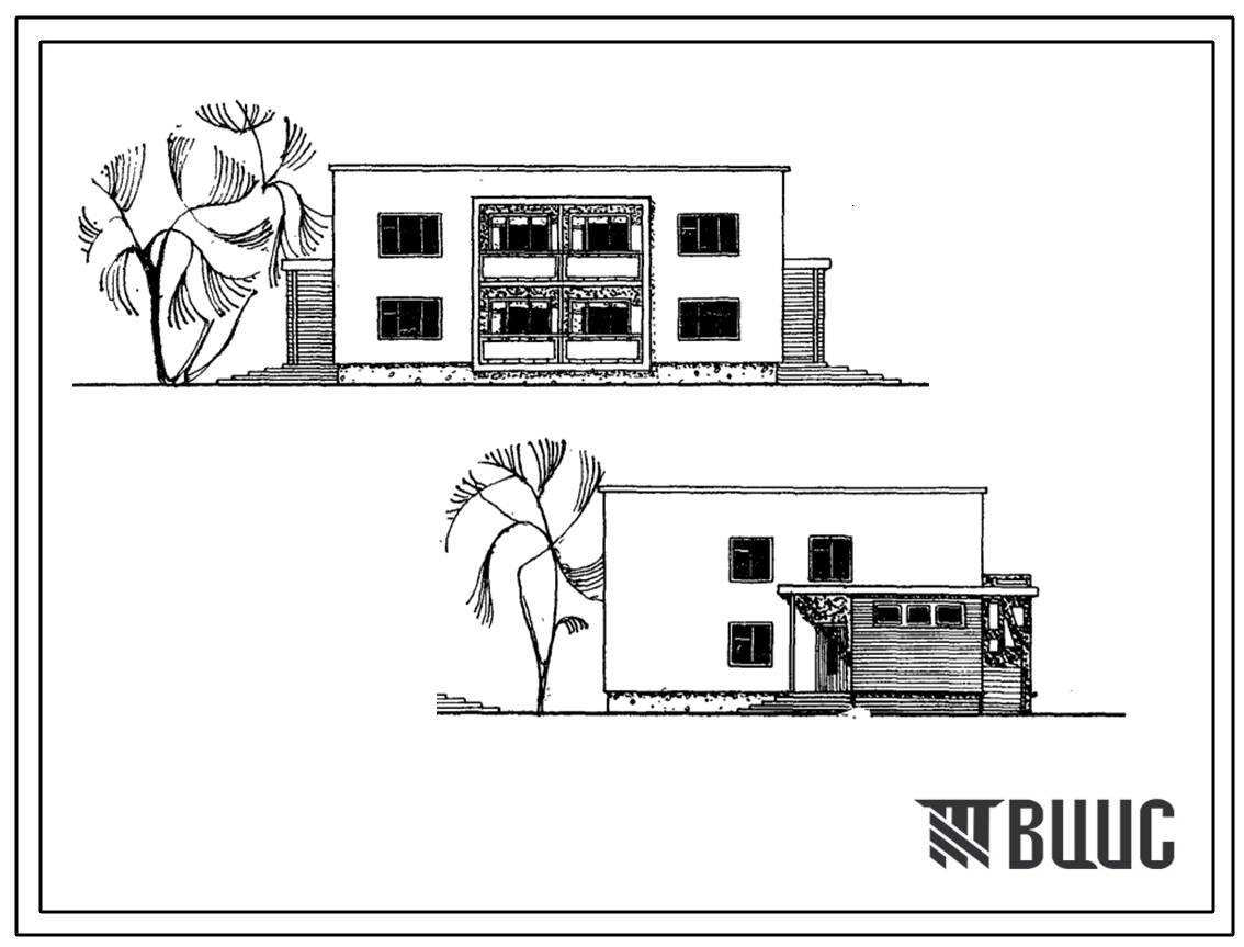 Типовой проект 114-12-64/73 Двухэтажный четырехквартирный дом с трехкомнатными квартирами для строительства в Белорусской ССР
