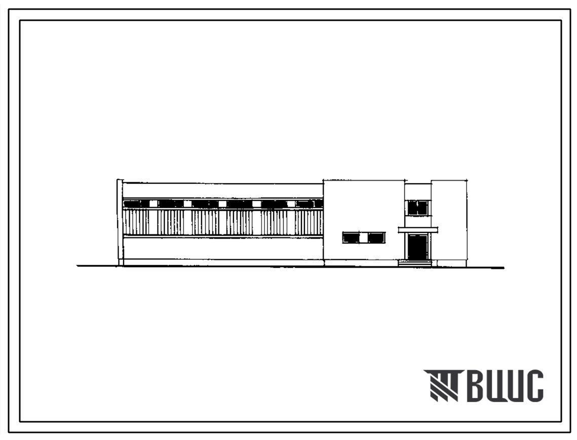 Фасады Типовой проект 224-9-150 Блок спортивного зала 9 на 18 метров с военным кабинетом. Для расширения существующих сельских школ. Стены из кирпича