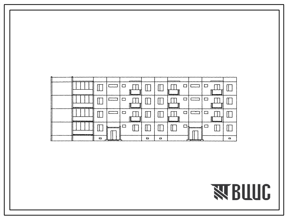 Типовой проект 127-013С/1 Четырехэтажная крупнопанельная торцевая блок-секция на 20 квартир левая (двухкомнатных 2Б-8; трехкомнатных 3Б-8; пятикомнатных 5Б-4).