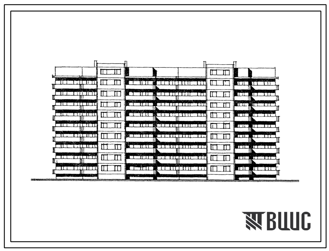 Типовой проект 138-035с.13.86 Блок-секция 72-квартирная 9-этажная угловая, правая 4Б-1Б-2Б-3Б + 3Б-2Б-1Б-3Б (для Кабардино-Балкарской АССР)