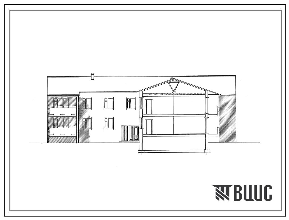 Типовой проект 192-066.91 Блок-секция 2-этажная крестовая 2Б-3Б-3Б-3Б в кирпичном исполнении