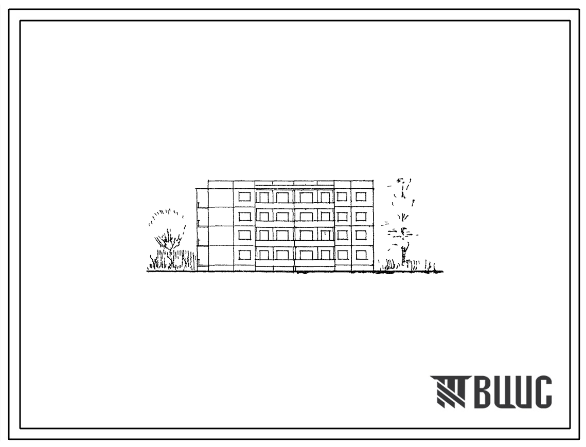 Типовой проект 76-014СП Крупнопанельная четырехэтажная блок-секция на 20 квартир (однокомнатных 8, двухкомнатных 8, трехкомнатных 4). Для строительства в районах сейсмичностью 8 баллов.