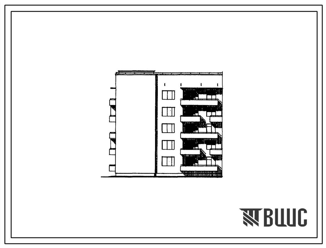 Типовой проект 67-028/1 Пятиэтажная блок-секция на 15 квартир угловая (Т-образная) левая (двухкомнатных 2Б -15). Для строительства в III климатическом районе.