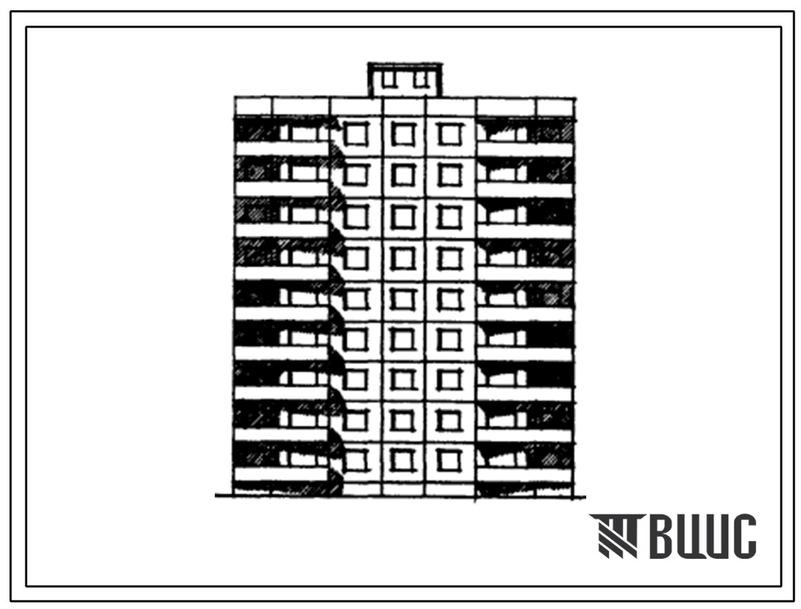 Типовой проект 90-035/1 Блок-секция 9-этажная 36-квартирная рядовая с торцевыми окончаниями 1Б.2Б-3А.3А