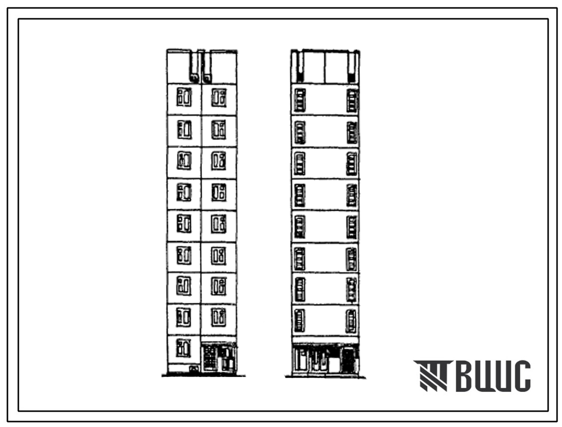 Типовой проект 97-0267.23.86 9-этажный лестничный блок-комплект 9ЛБ2 с колясочной, электрощитовой и сквозным проходом (для г. Караганды)