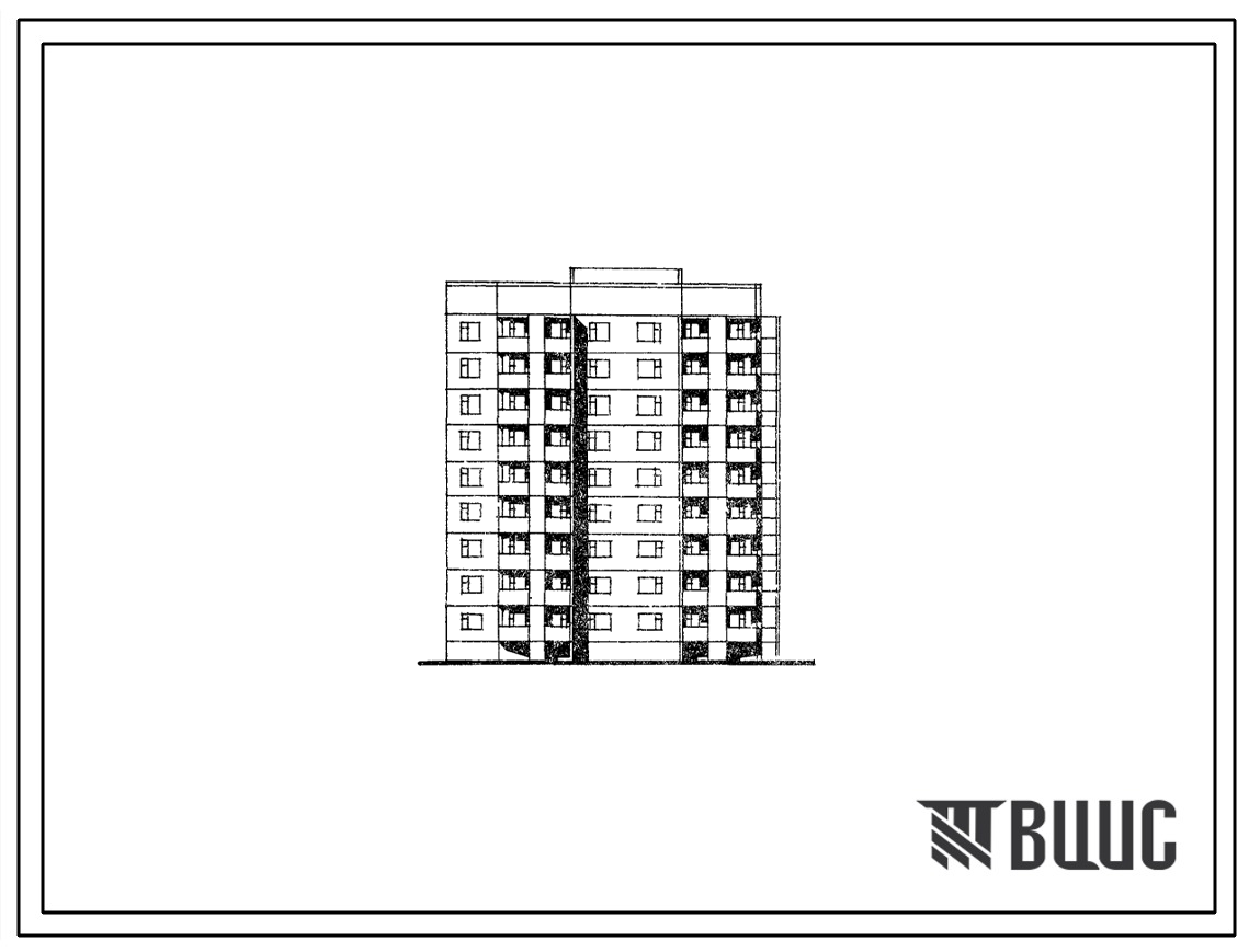 Типовой проект 135-0257с.13.86 9-этажная блок-секция на 36 квартир торцевая правая 1Б-2Б-2Б-3Б для Бурятской АССР