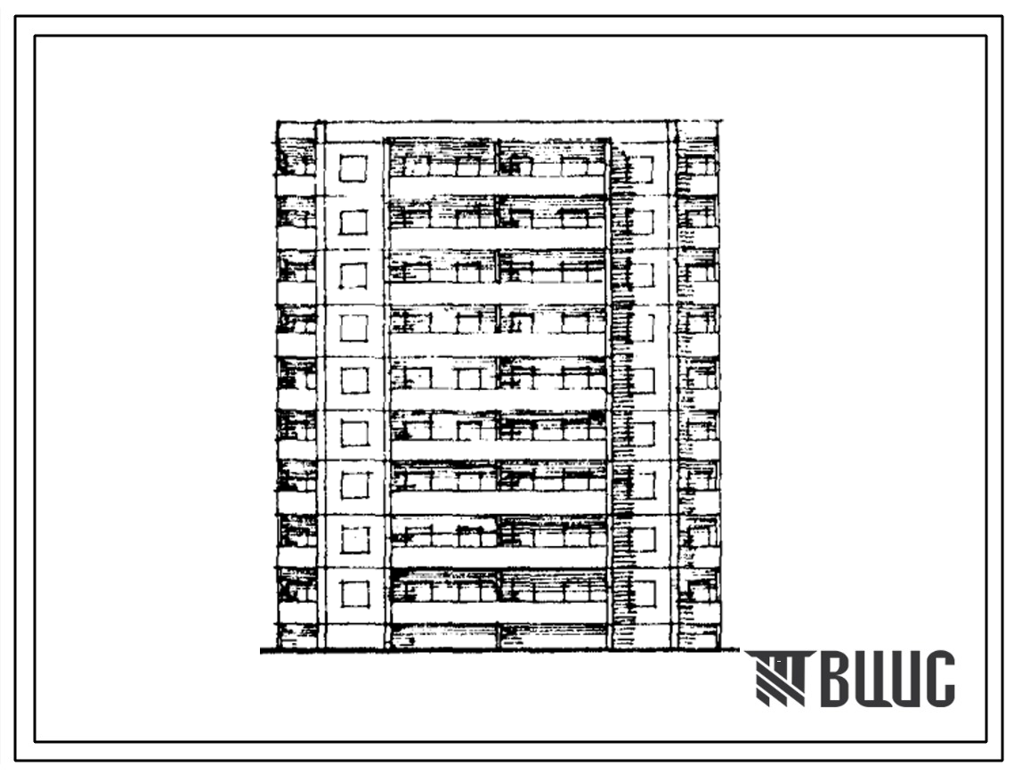 Типовой проект 93-08.85 Девятиэтажная блок-секция рядовая торцевая на 36 квартир. Для строительства в городах и поселках городского типа