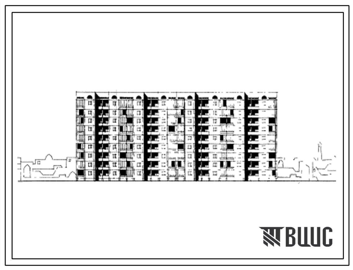 Типовой проект 111-149-1с Девятиэтажный четырехсекционный дом на 72 квартиры типа 3Б.4Б.5Б.