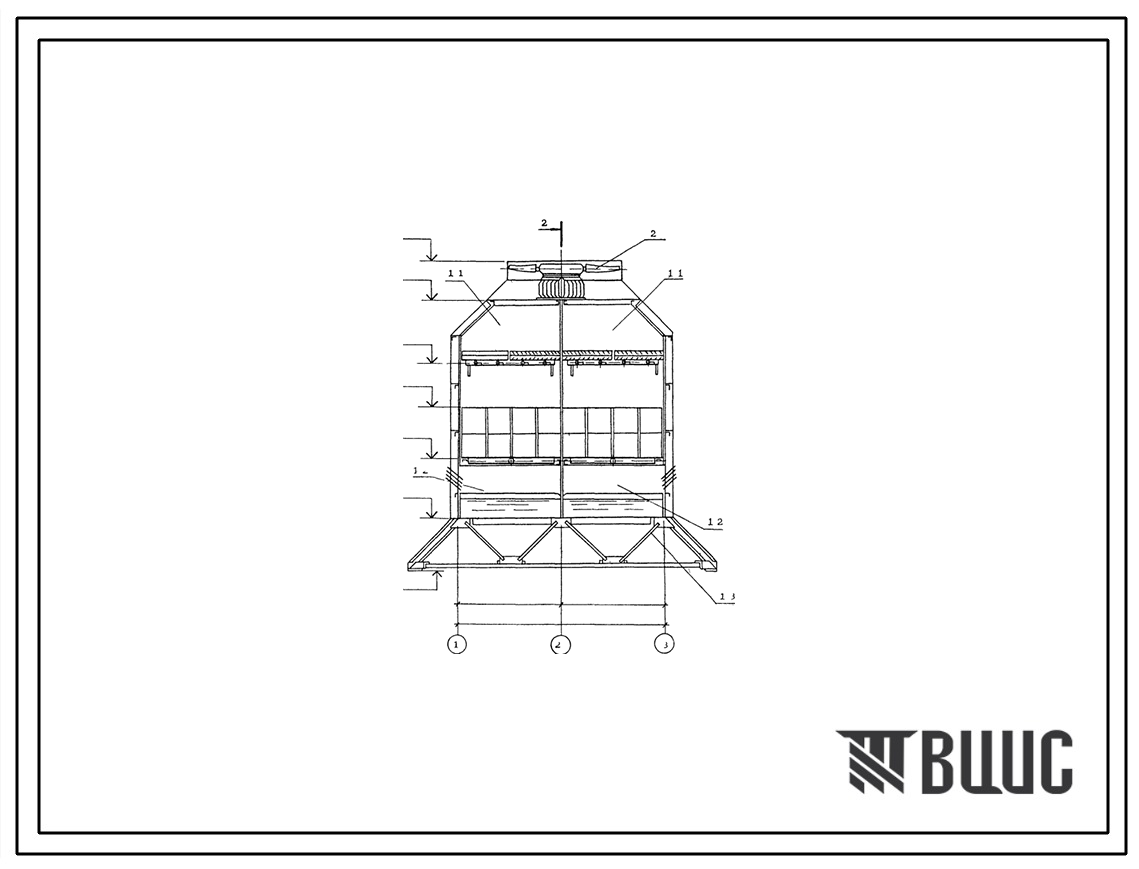Типовой проект 901-6-96.88 Градирня заводского изготовления пленочная с вентилятором 3ВГ25М