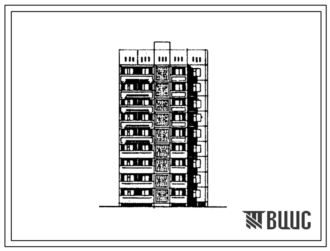 Типовой проект 146-020.13.85 Девятиэтажная блок-секция торцевая правая на 27 квартир. Для строительства в г.Нукусе