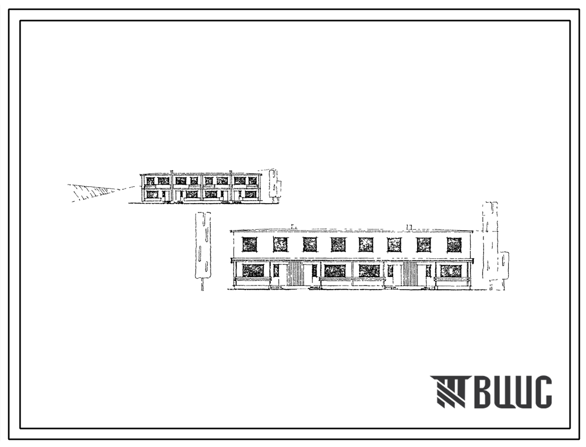 Типовой проект 144-32-44сп  Двухэтажный четырехквартирный кирпичный жилой дом с трехкомнатными квартирами в двух уровнях.
