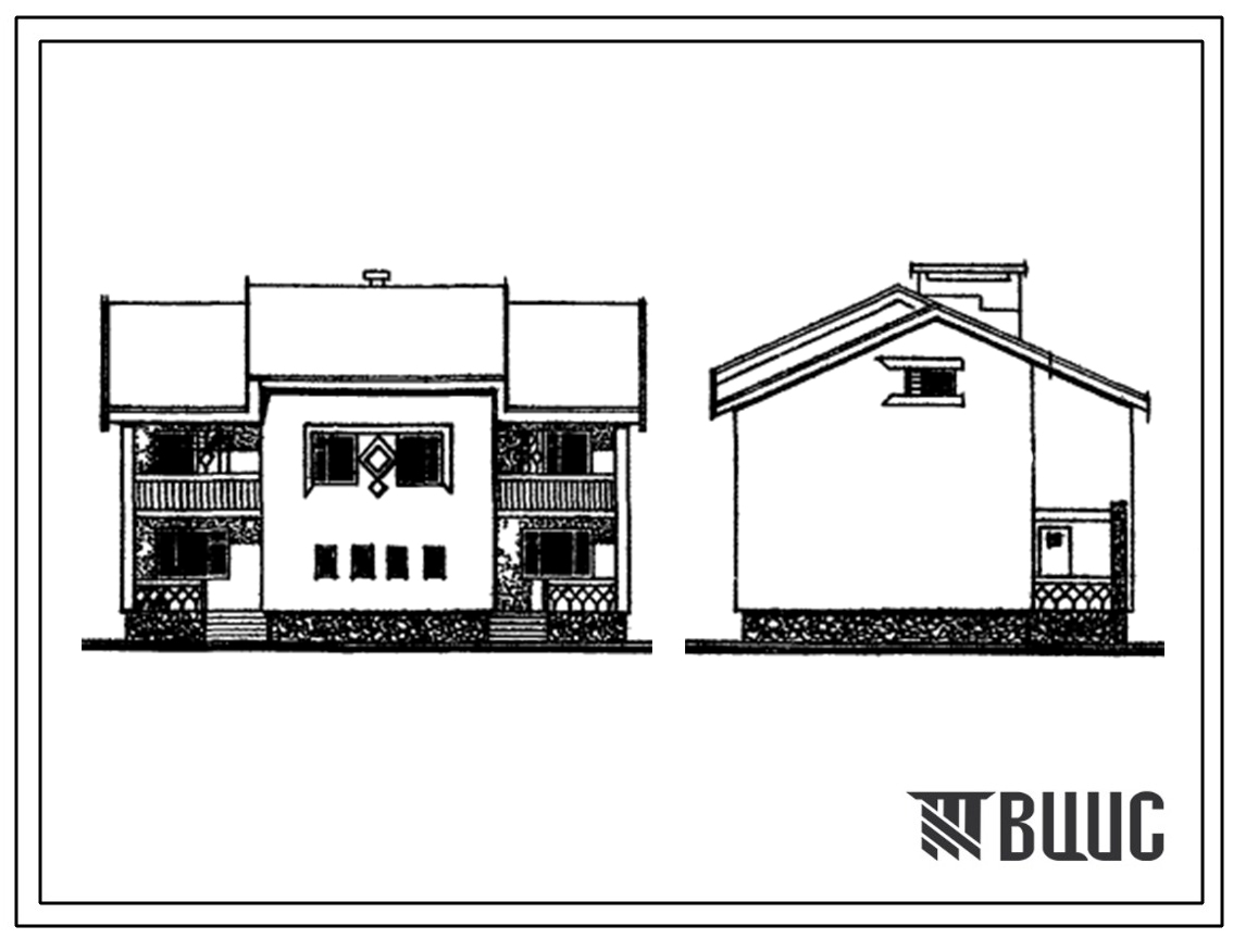 Типовой проект 144-89-82/1 Жилой дом двухэтажный двухквартирный с квартирами 4Б-4Б в двух уровнях.
