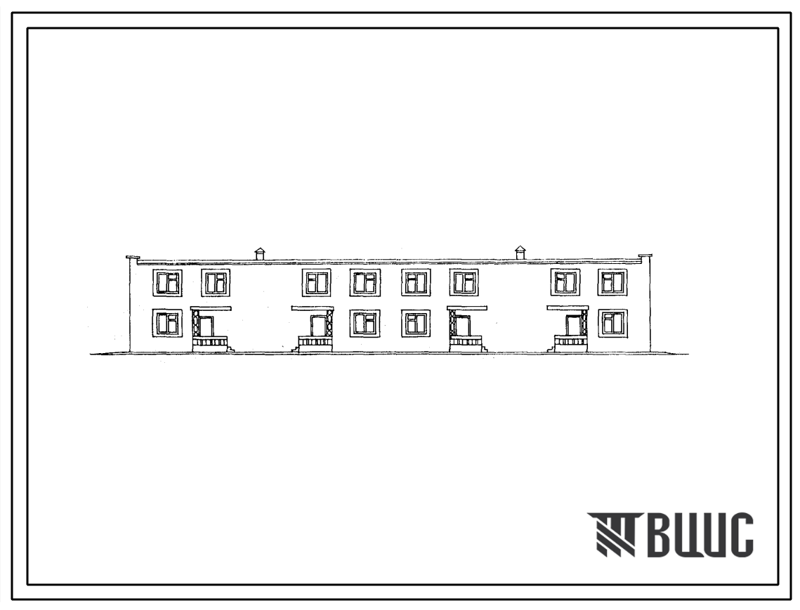 Типовой проект 145-42-114с/1 Двухэтажный четырехквартирный блокированный жилой дом с четырехкомнатными квартирами типа 4Б в двух уровнях.