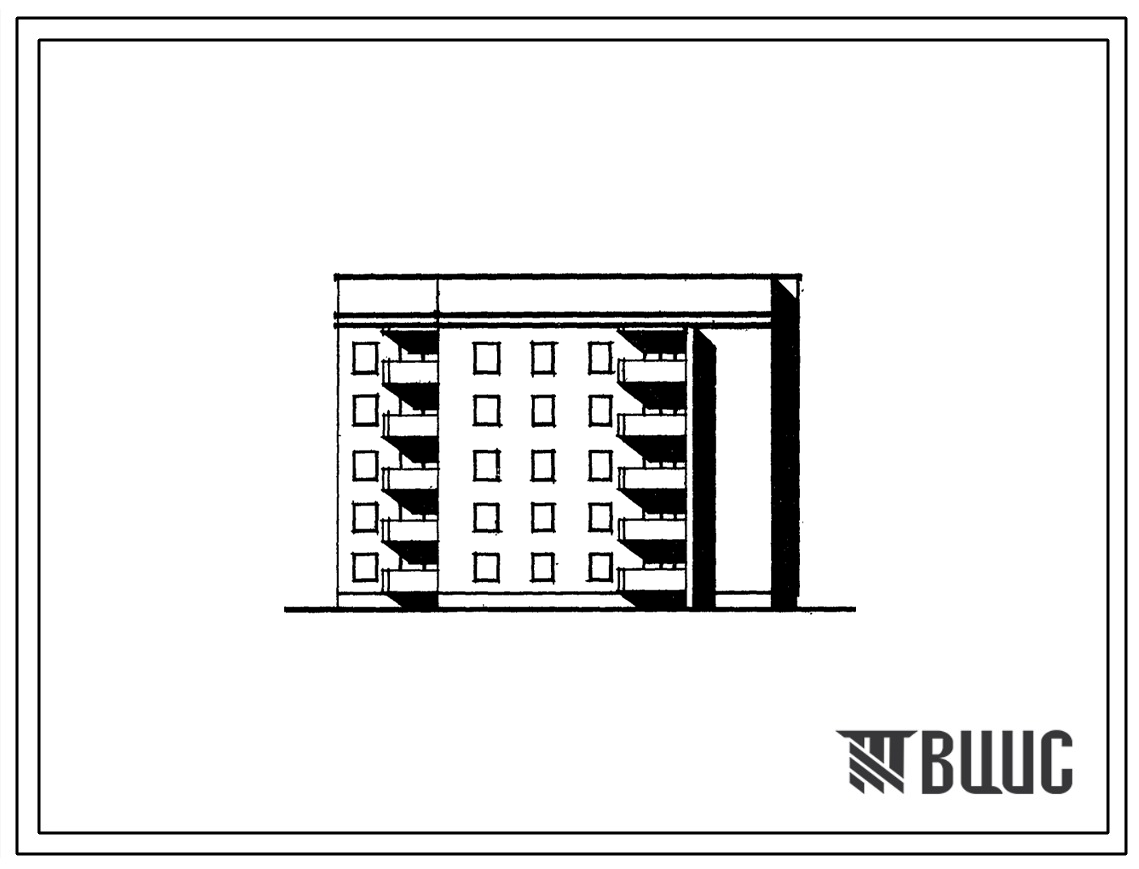 Фасады Типовой проект 89-050/1 5-этажная торцовая блок-секция 1Б.2Б.3Б.3Б на 20 квартир (левая)