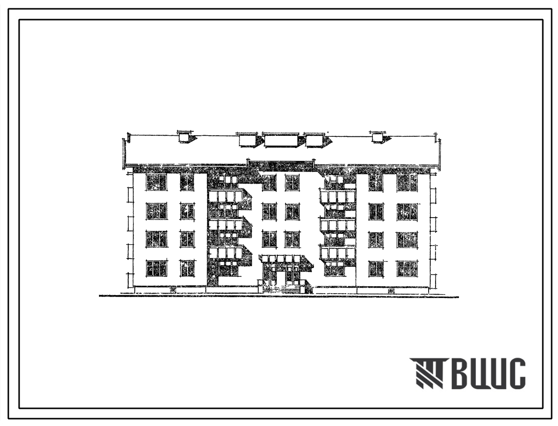 Фасады Типовой проект 164-24-165.83 Четырехэтажное общежитие на 110 человек для рабочих и служащих