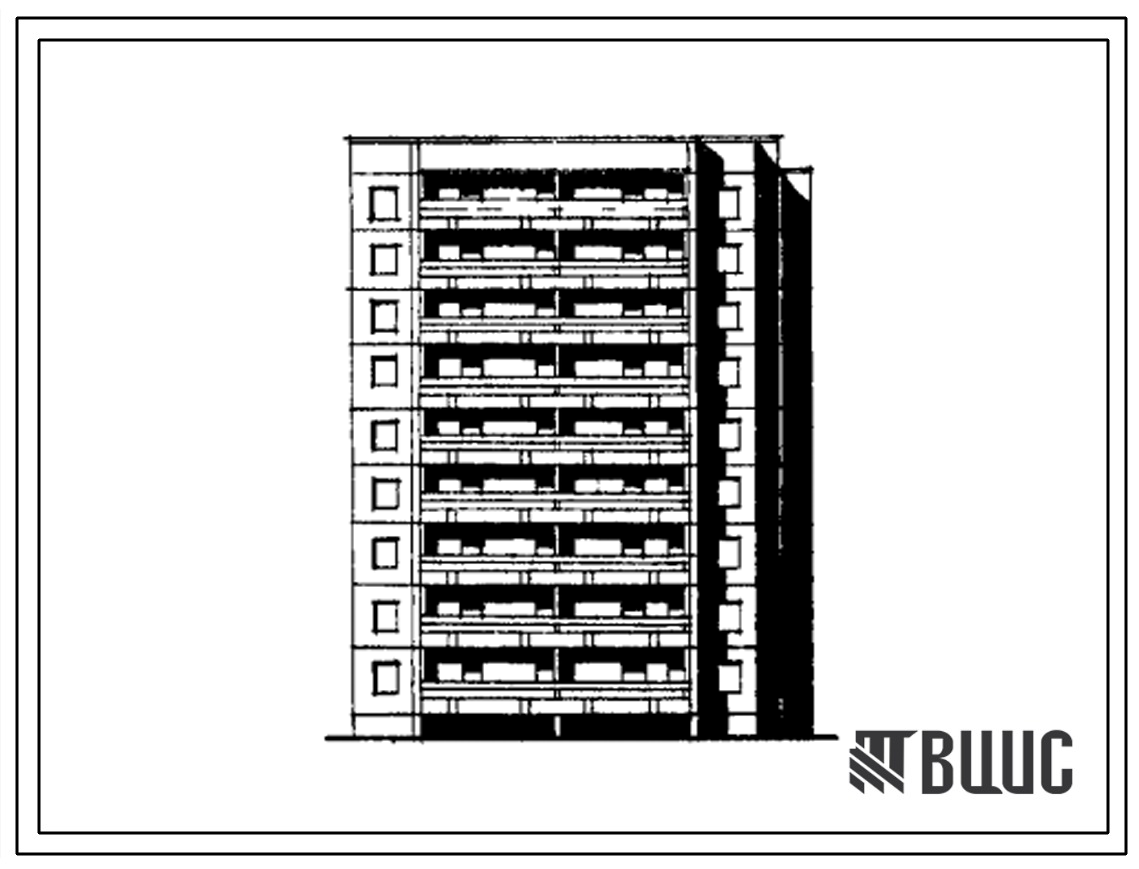 Типовой проект 141-018/1 Блок-секция девятиэтажная 27-квартирная угловая универсальная (трехкомнатных 3А — 1, 3Б — 9, четырехкомнатных 4Б — 17).