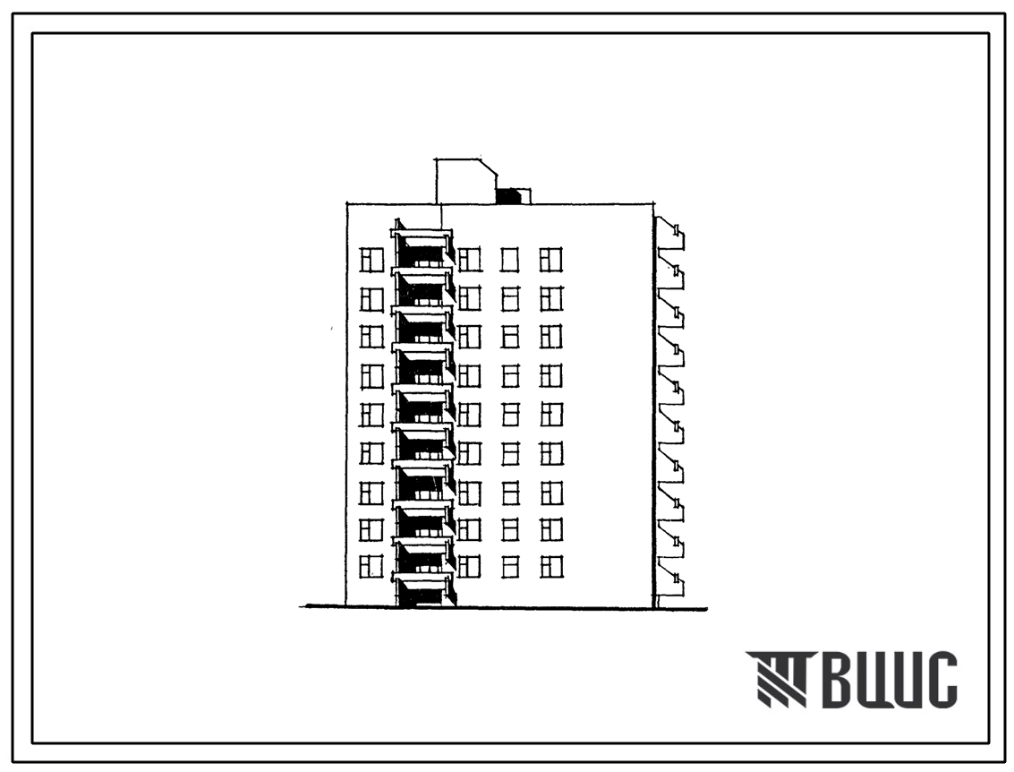 Типовой проект 177-06пв.87 9-этажная блок-секция торцевая 2, 2, 2, 2 /правая/ 36-квартирная
