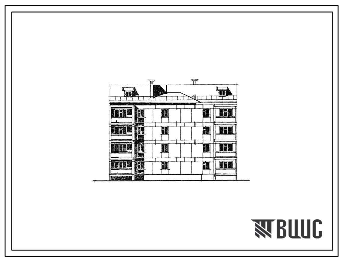 Типовой проект 24-0174.83 4-этажная 16-квартирная рядовая левая с уступом блок-секция. Для строительства во 2 и 3 климатических районах.