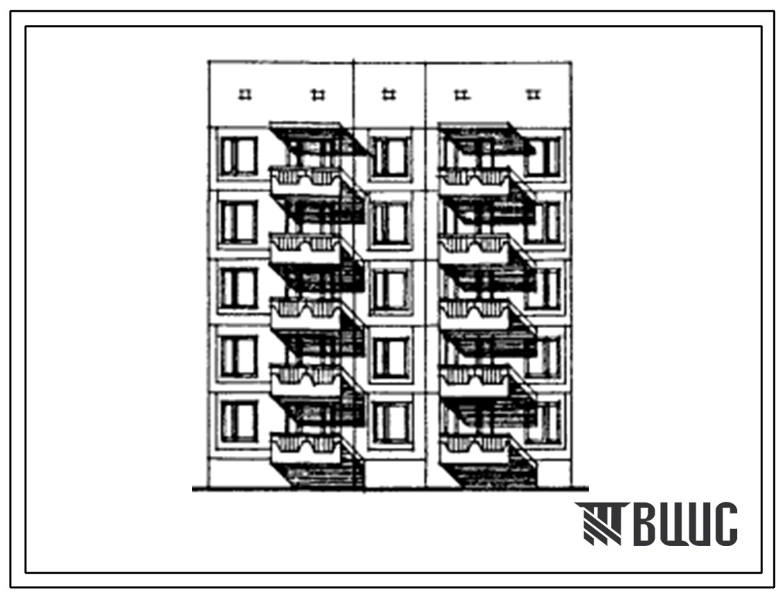 Типовой проект 135-0370с.13.88 Блок-секция рядовая пятиэтажная 15-квартирная 2-2-2. Для строительства в Кабардино-Балкарской АССР.