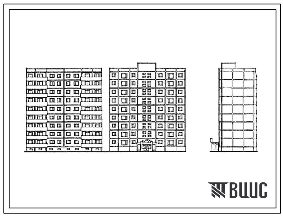Типовой проект 133-018.13.88 Блок-секция девятиэтажная 36-квартирная 3-2-2-3. Для строительства в Эстонской ССР.