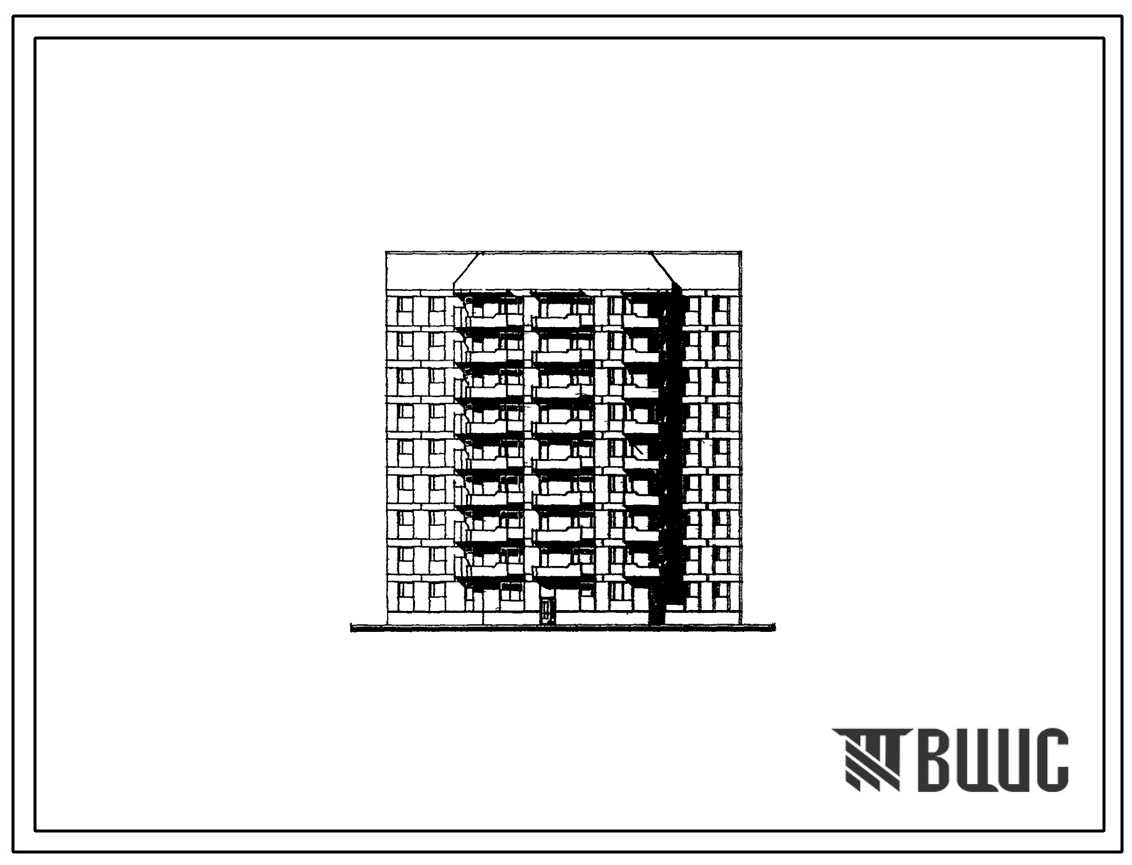 Типовой проект 123-022м Блок-секция 9-этажная 44-квартирная рядовая, 1Б.2Б.2Б.3Б.3Б