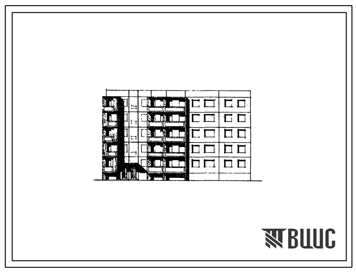 Типовой проект 84-023/1 Блок-секция пятиэтажная 20-квартирная поворотная 135? со входами, расположенными с противоположных сторон (правая)  с шагом поперечных стен 2,4 и 3,6 м для строительства в IВ климатическом подрайоне, II и III климатических районах.