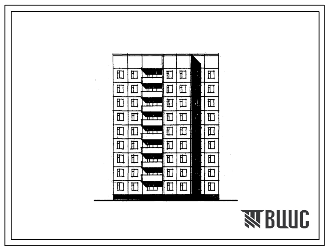 Типовой проект 97-0135/1.2 Блок-секция 9-этажная 27-квартирная левая 2Б-3Б-4Б. Для строительства в 1В климатическом подрайоне.