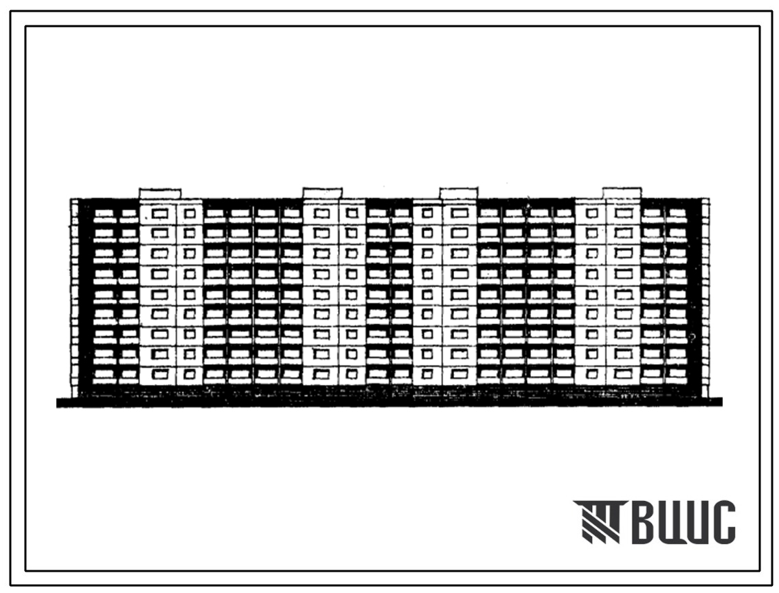 Типовой проект 1-464ЛИ-А51 Девятиэтажный четырехсекционный дом на 108 квартир (двухкомнатных – 72, трехкомнатных – 18, четырехкомнатных – 18). Секционный дом для строительства во 2В климатическом подрайоне Литовской ССР