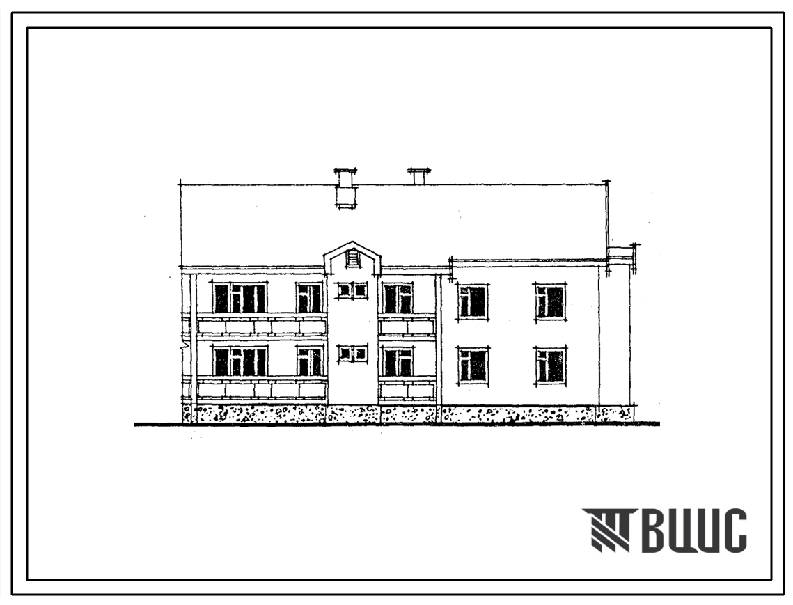 Типовой проект 89-0120.13.87 Блок-секция торцевая правая 2-этажная 6-квратирная с 1-2-3-комнатными квартирами. Для строительства в Белорусской ССР.