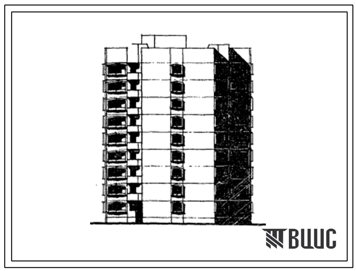 Типовой проект 165-015с.13.86 Блок-секция 9-этажная 36-квартирная рядовая с торцовыми окончаниями типа "Крест" 3Б.4Б.4Б.3Б (для строительства в г. Душамбе)
