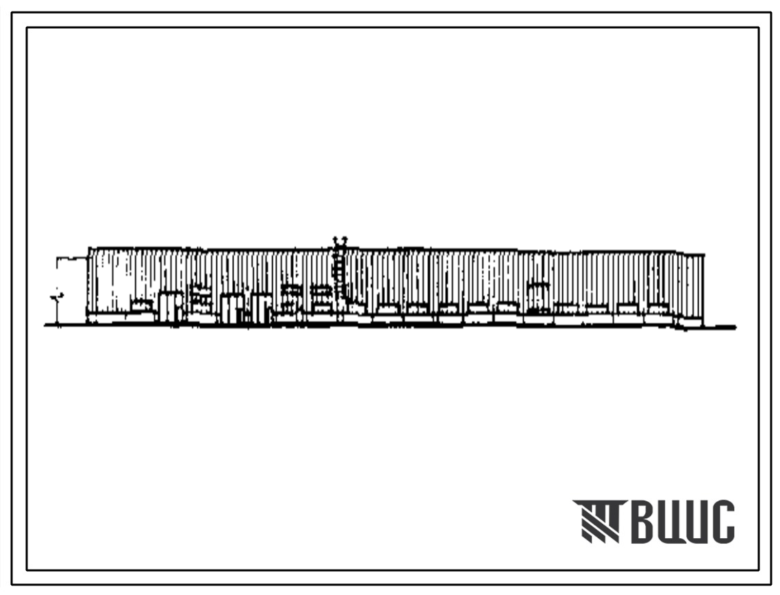 Фасады Типовой проект 503-4-44м.87 Производственный корпус с закрытой стоянкой автотранспортного предприятия на 150 грузовых автомобилей (для северных районов). Грунты вечномерзлые