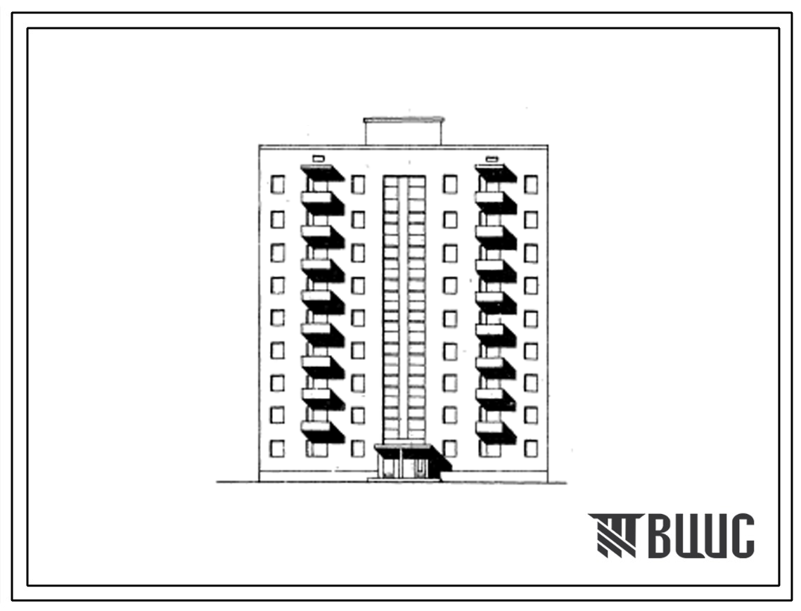 Типовой проект 87-072/1 Девятиэтажная унифицированная блок-секция на 36 квартир (однокомнатных 1Б-1; двухкомнатных 2Б-18; трехкомнатных 3А-8, 3Б-9).
