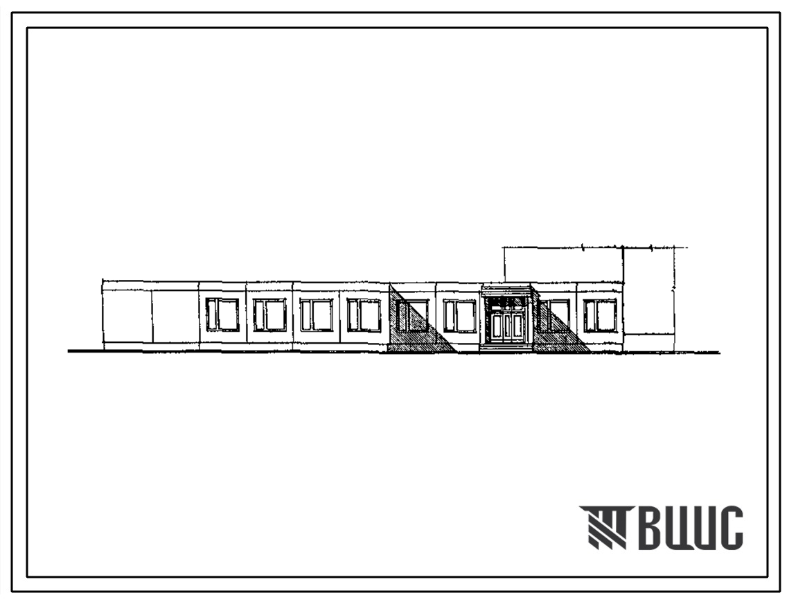 Типовой проект 281-8-135-2 Одноэтажный  блок обслуживания с входным вестибюлем общежитий для рабочих и служащих на 200-400 мест.