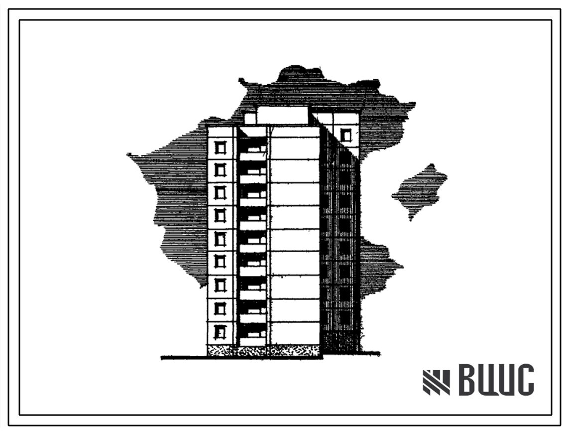 Типовой проект 97-012 9-этажная рядовая блок-секция на 36 квартир (2Б-2Б-3А-3А) для строительства во 2 климатическом районе на сложном рельефе.