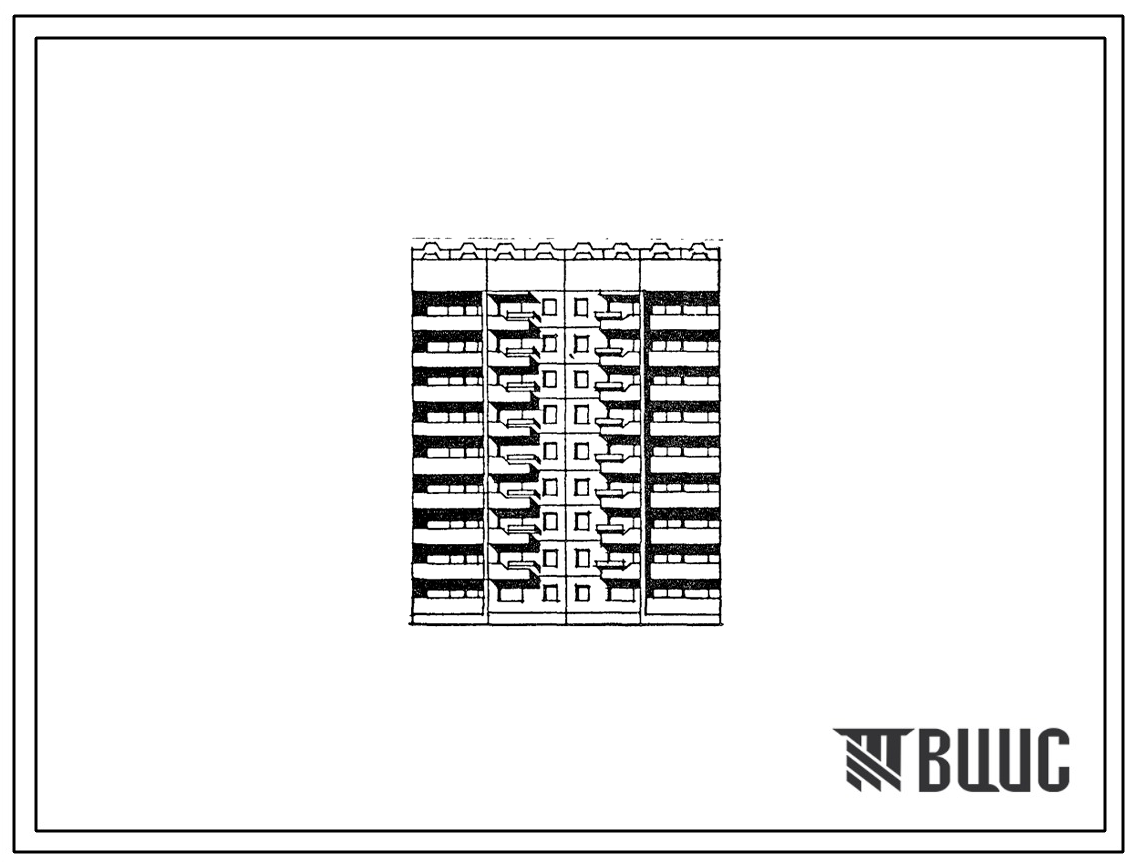 Типовой проект 135-0368.88 Блок-секция 9-этажная 27-квартирная рядовая 3-4-4