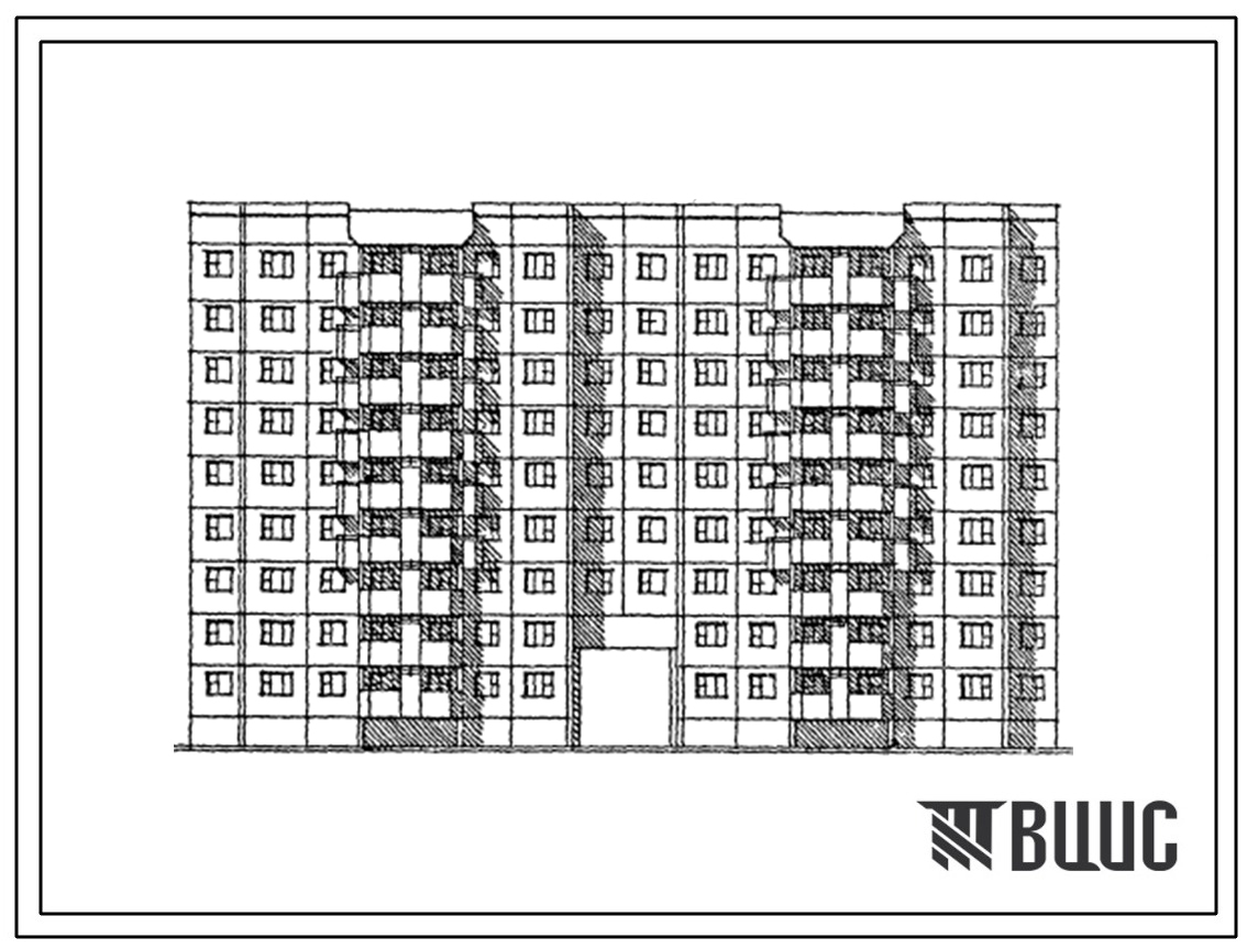 Типовой проект 112-043.86 Крупнопанельные жилые дома. Блок-секция 9-этажная 72-квартирная рядовая с проездом 2Б.2Б.3Б.3Б - 2Б.2Б.3Б.3Б