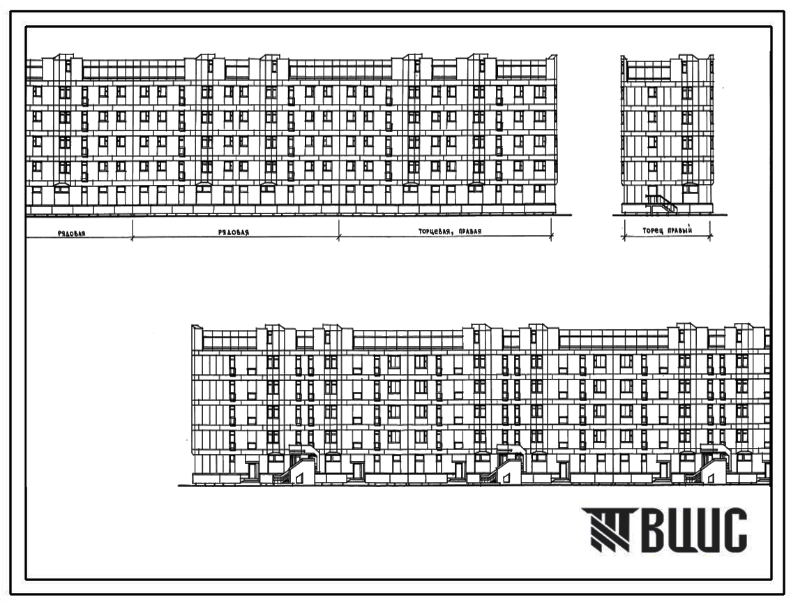 Типовой проект 123-031м.2 Блок-секция 5-этажная 24-квартирная торцевая (левая и правая) 1Б.2Б.4Б - 1Б.2Б.3Б