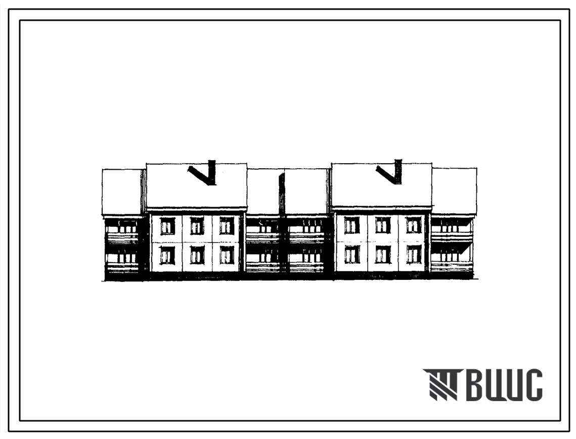 Типовой проект 97-059/1 Блок-секция 2-этажная рядовая на 8 квартир ( однокомнатных 1Б-6, двухкомнатных 2Б-2) .Для строительства в 1В климатическом подрайоне.