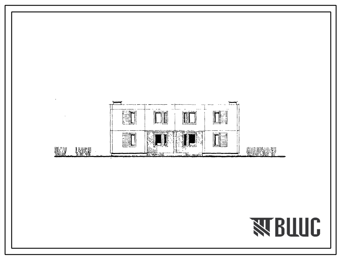 Типовой проект 141-121-46/1 Двухэтажный двухквартирный блокированный жилой дом с квартирами 4Б — 4Б в двух уровнях. Для строительства в IВ климатическом подрайоне, II и III климатических районах.