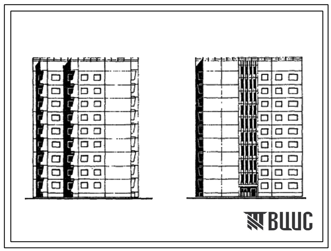 Типовой проект 93-054.13.86 Блок-секция 9-этажная 36-квартирная угловая правая 2Б-3Б-3Б-4Б (для строительства в г. Мурманске и Мурмаской области)