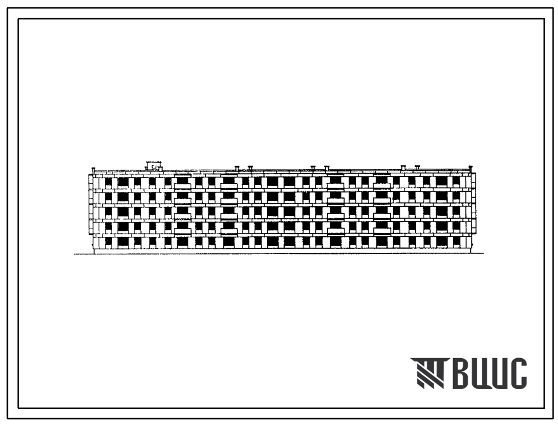 Типовой проект 1-439А-37 Четырехсекционный пятиэтажный крупноблочный жилой дом на 70 квартир (однокомнатных-10, двухкомнатных-30, трехкомнатных-20, четырехкомнатных-10).